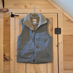 Sorel Sherpa Lined Canvas Work Vest Mens Small Insulated Outdoors Warm Pockets